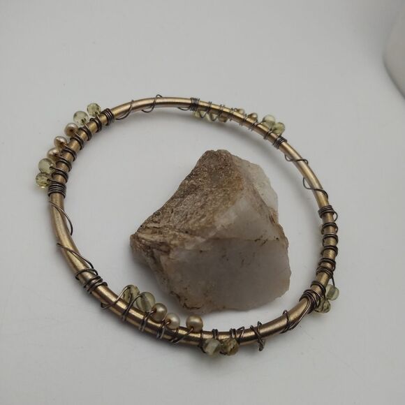 Aztec primitive wrapped‎ gold toned bangle - Picture 1 of 3